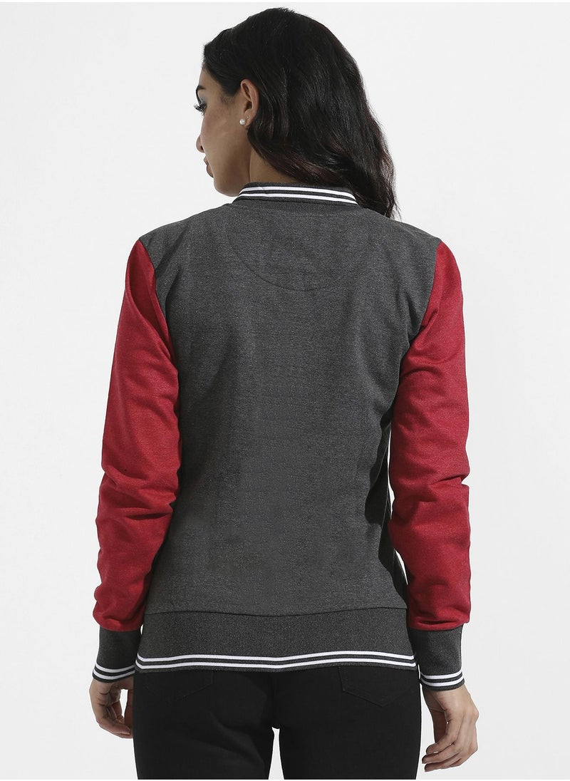 Women's Grey & Red Colourblock Jacket With Insert Pockets - pzsku/Z99350B91A1BC2717CD37Z/45/_/1741608515/0e2eef8f-d767-4239-a347-97a40a9ed328