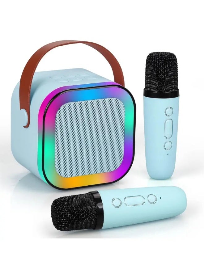 جهاز كاريوكي صغير للأطفال مع مكبرات صوت لاسلكية، مع ميكروفونين، ومكبرات صوت محمولة، وتأثيرات إضاءة RGB، ومناسب للتجمعات العائلية وحفلات أعياد الميلاد والشواطئ الخارجية وأجهزة الكاريوكي المنزلية - Image 3