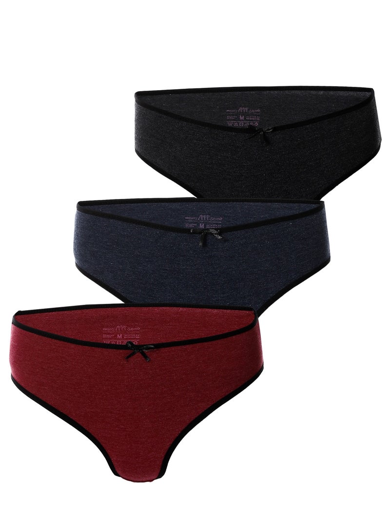 Mesery Bundle OF Three Brief Smooth Cotton Hipster Panties - Image 1