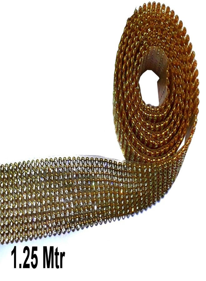 Beadsncraft Jewelry Making Material Accessories Item Kit Stone Sheet Stone lace for Jewelry Making Golden Color 10 line 1.25 Mtr - Image 2
