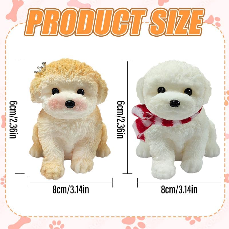 TSFGDYL 2PCS Cute Squishy Dog Toys - Handmade Squishy Dog Relief Toy, Ultra Soft Silicone Squishies Toy for Kids & Adults, Autism & Anxiety Relief, Fun Gift for Boys & Girls (White-Curry) - Image 2