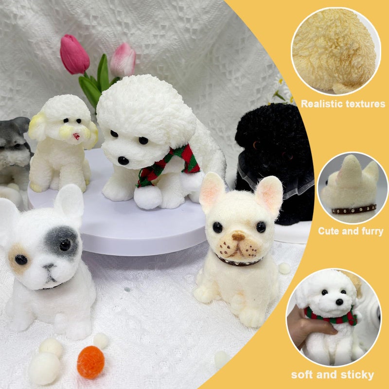TSFGDYL 2PCS Cute Squishy Dog Toys - Handmade Squishy Dog Relief Toy, Ultra Soft Silicone Squishies Toy for Kids & Adults, Autism & Anxiety Relief, Fun Gift for Boys & Girls (White-Curry) - Image 3