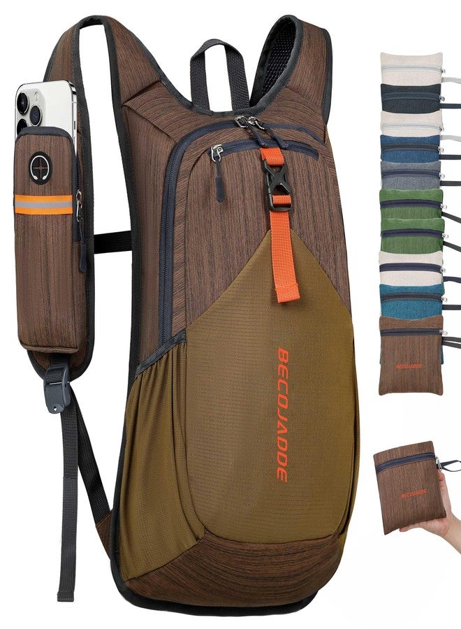 BECOJADDE 15L Small Hiking Backpack for Men Women Foldable Packable Back Pack Ultralight Hiking Daypack for Travel Camping, Chocolate Brown, 15L, Functional - Image 1