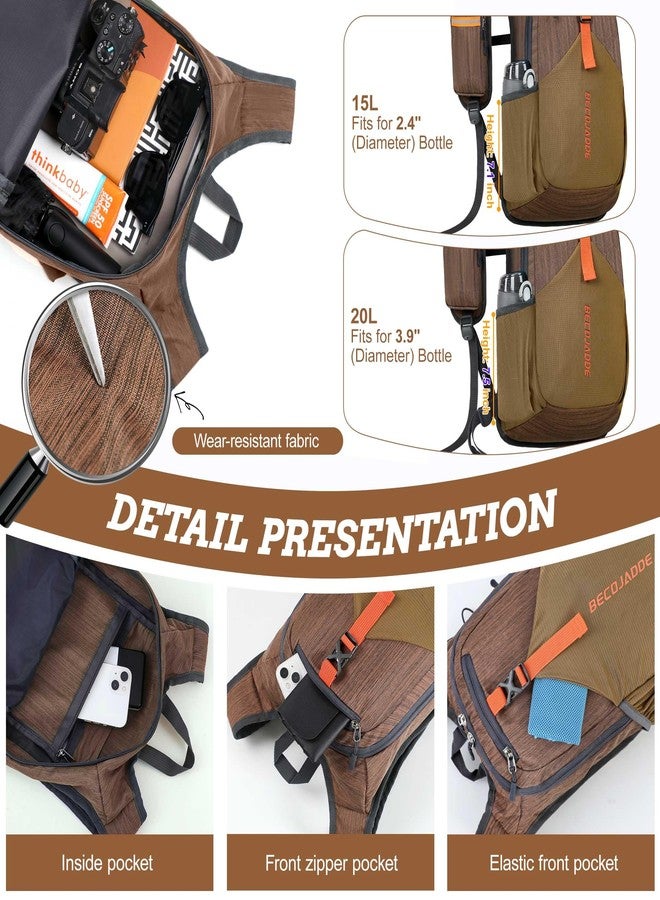 BECOJADDE 15L Small Hiking Backpack for Men Women Foldable Packable Back Pack Ultralight Hiking Daypack for Travel Camping, Chocolate Brown, 15L, Functional - Image 3