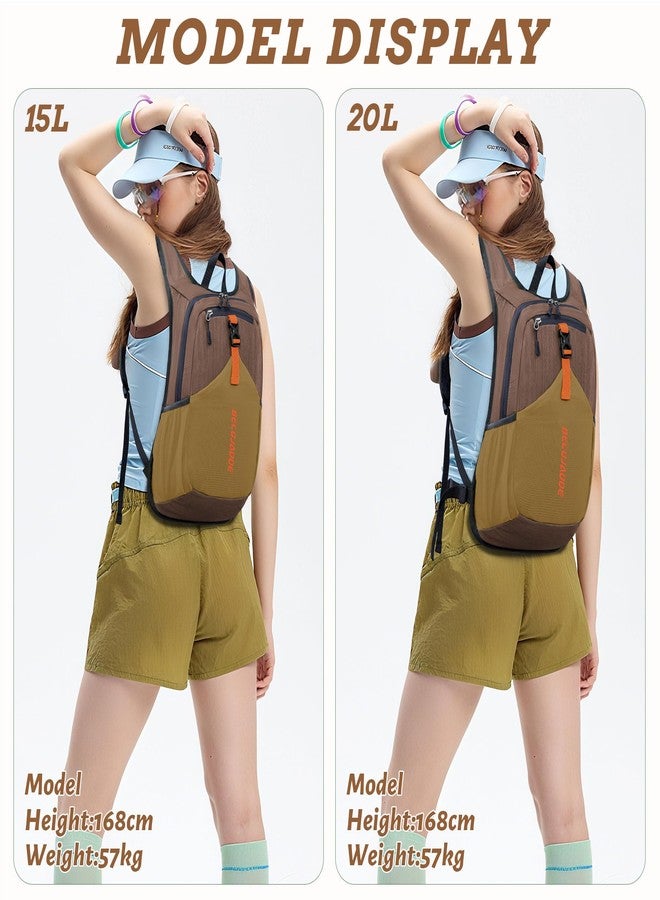 BECOJADDE 15L Small Hiking Backpack for Men Women Foldable Packable Back Pack Ultralight Hiking Daypack for Travel Camping, Chocolate Brown, 15L, Functional - Image 5