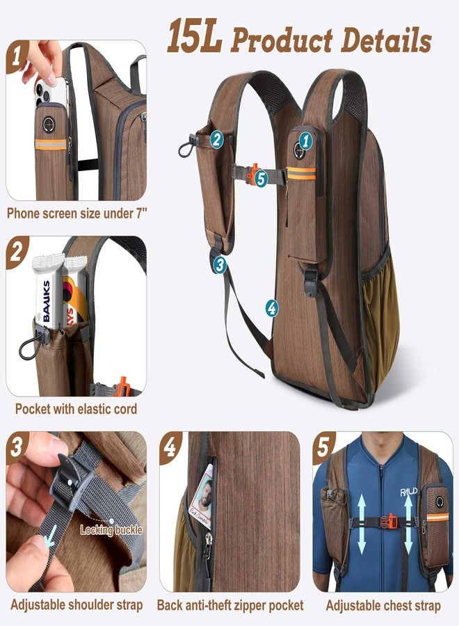 BECOJADDE 15L Small Hiking Backpack for Men Women Foldable Packable Back Pack Ultralight Hiking Daypack for Travel Camping, Chocolate Brown, 15L, Functional - Image 2