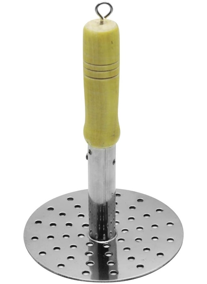 RAJ RAJ STEEL POTATO MASHER WOODEN HANDLE, RRG008, 6", POTATO MASHER, VEGETABLE MASHER, BHAJI MASHER  - Image 1