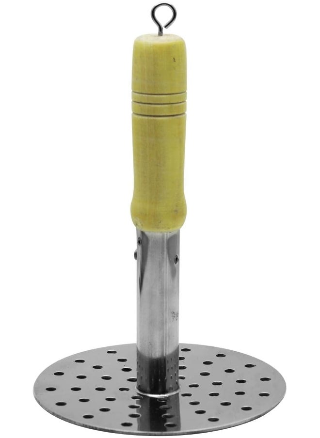 RAJ RAJ STEEL POTATO MASHER WOODEN HANDLE, RRG008, 6", POTATO MASHER, VEGETABLE MASHER, BHAJI MASHER  - Image 2