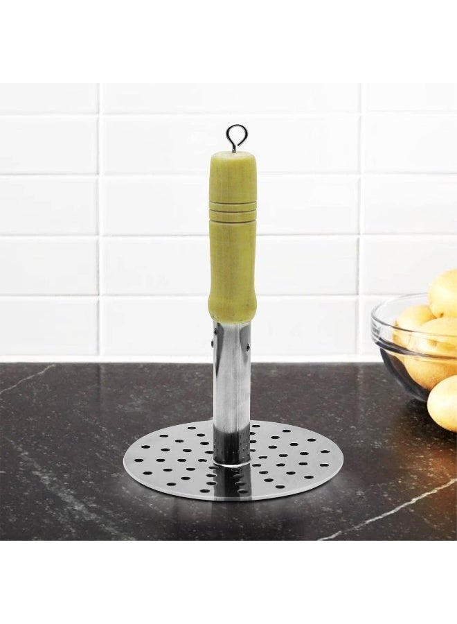 RAJ هراسة البطاطس من راج ستيل بمقبض خشبي، RRG008، 6"، هراسة بطاطس، هراسة خضار، هراسة بهجي - Image 5