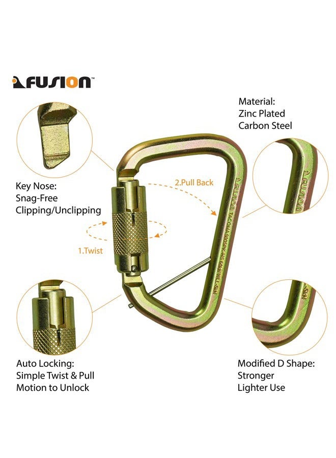FUSION Climb Tacoma Steel High Strength Auto Lock Modified D-shaped Carabiner - Image 3
