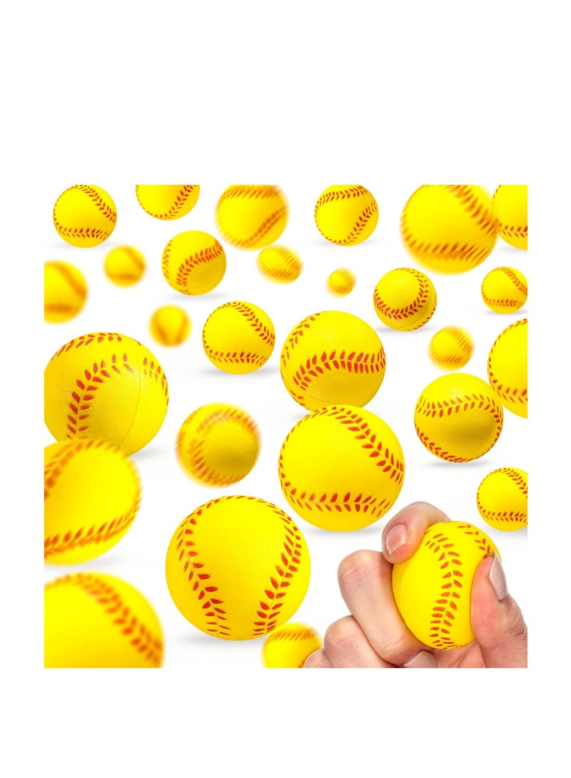 SYOSI Mini Softball Stress Ball Foam Sports Balls Party Favor Tiny Baseball Toys for Stress Relief, Party Bag Gift Fillers, School Carnival Reward, Ball Games(Yellow) - Image 1