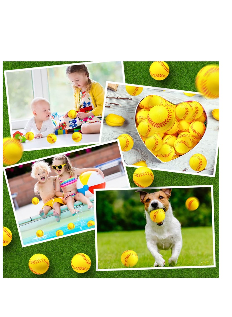 SYOSI Mini Softball Stress Ball Foam Sports Balls Party Favor Tiny Baseball Toys for Stress Relief, Party Bag Gift Fillers, School Carnival Reward, Ball Games(Yellow) - Image 4