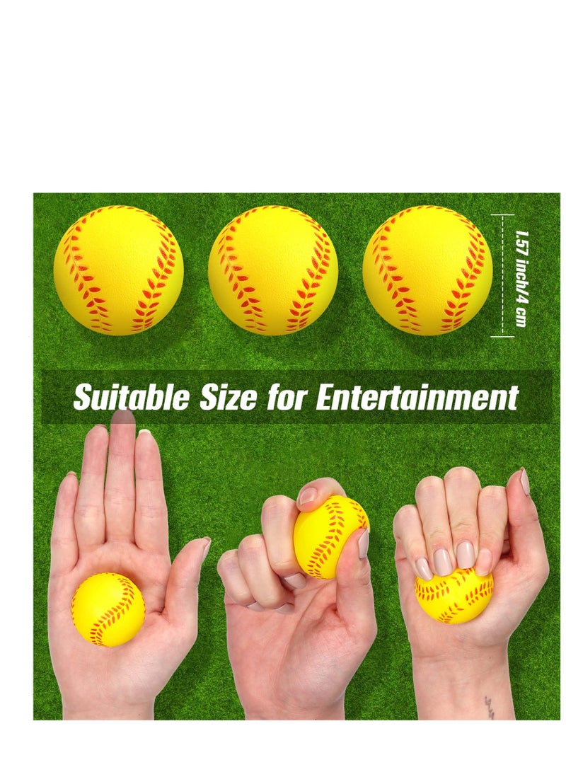 SYOSI Mini Softball Stress Ball Foam Sports Balls Party Favor Tiny Baseball Toys for Stress Relief, Party Bag Gift Fillers, School Carnival Reward, Ball Games(Yellow) - Image 5