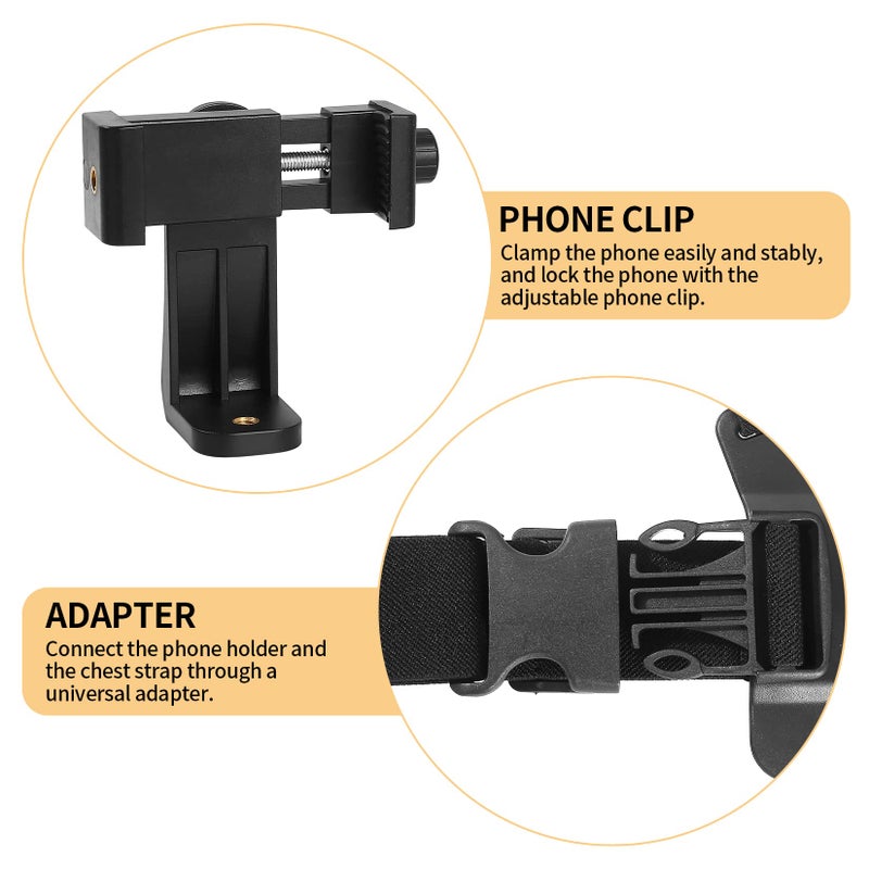 Fulushouxi Mobile Phone Chest Adjustable Strap Mount GoPro Chests, Cell Phone Clips Harness Holder Bracket for GoPro Hero 2018/7/6/5/4/3, Session, Action Camera Chest Strap Holder - Image 4