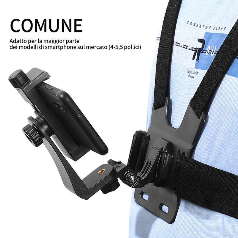 Fulushouxi Mobile Phone Chest Adjustable Strap Mount GoPro Chests, Cell Phone Clips Harness Holder Bracket for GoPro Hero 2018/7/6/5/4/3, Session, Action Camera Chest Strap Holder - Image 2