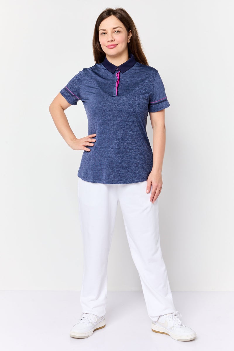 UNDER ARMOUR Women Fitted Short Sleeve Training Polo Shirt, Navy - Image 4