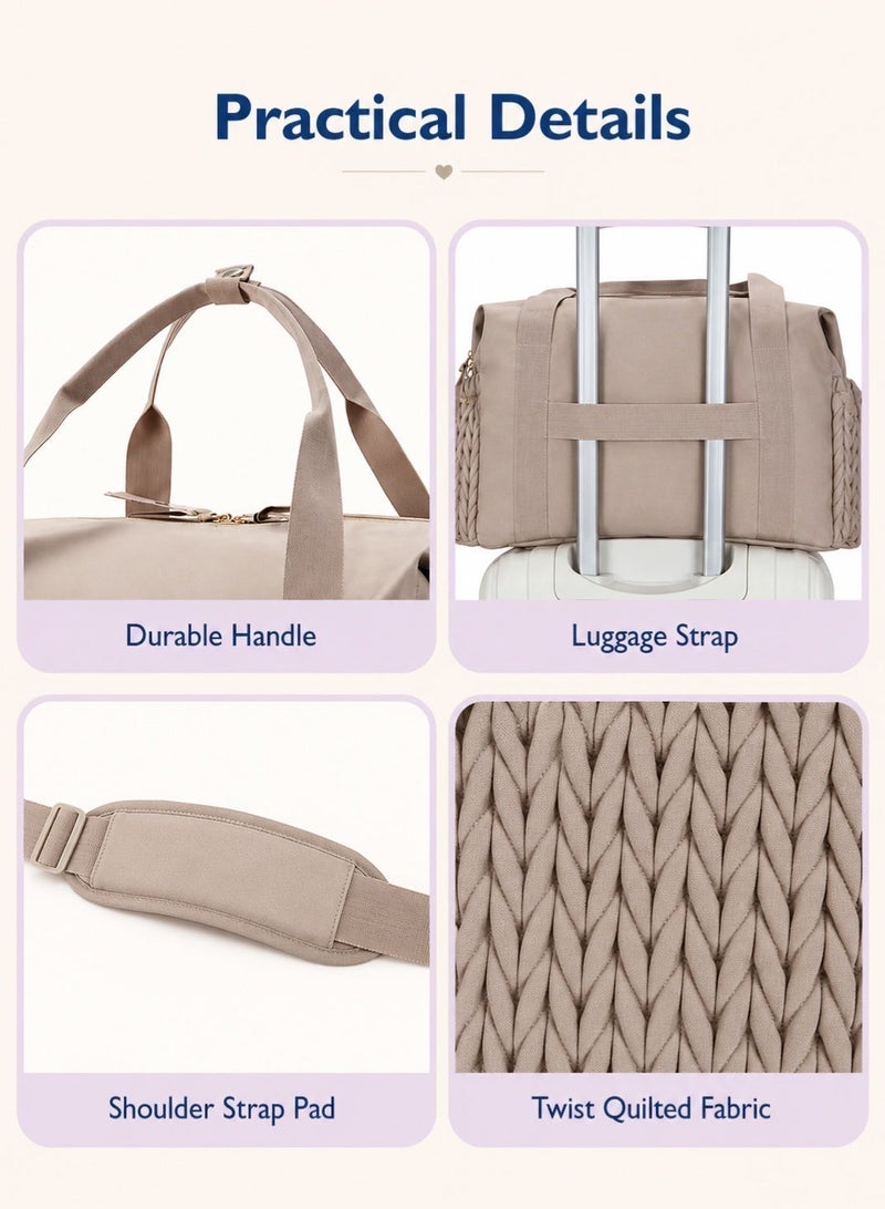 TaqwaMart Diaper Bag Backpack for Mom - Large Capacity Hospital Bag for Delivery, Baby Travel Tote with Insulated Bottle Pocket & Wipes Case, Waterproof Handbag Includes Pacifier Holder ( Khaki ) - Image 3