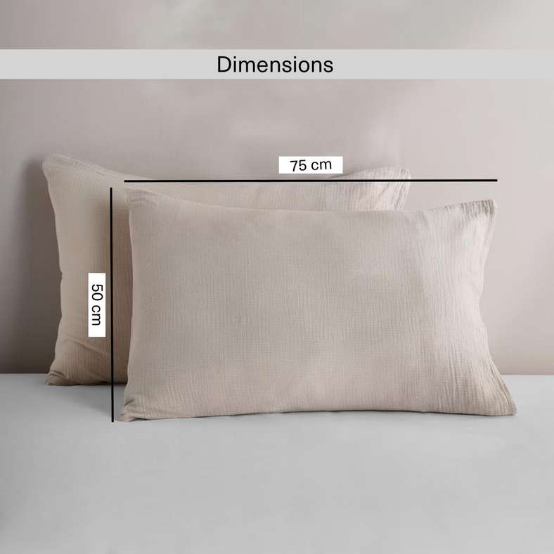 Pan Home طقم أغطية وسائد موسلين ناعمة كريمية - بيج طبيعي - Image 5