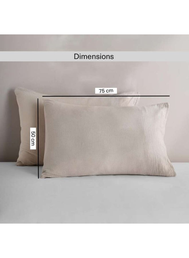 Pan Home Feather Soft Muslin Pillow Case Set - Natural Beige - Image 5