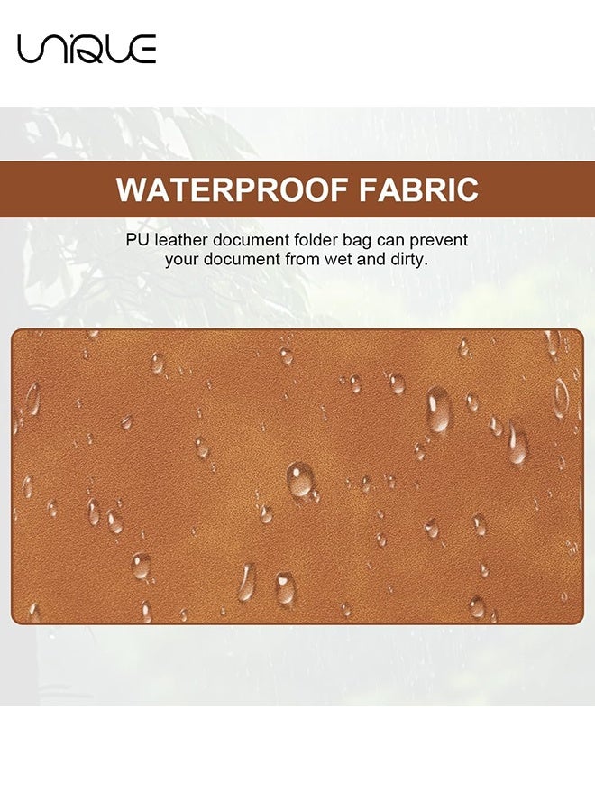 Unique File Folder, PU Leather A4 Document Holder Organizer Filing Envelope Portfolio Case Tablet Sleeve with Magnetic Snap Closure for Home School Office Stationery (Brown) - Image 3