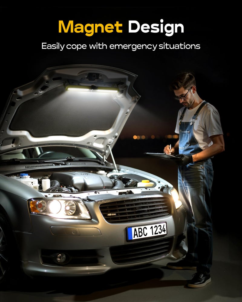 Wtoolfex Mechanics Work Light, Under Hood Working Light Bar with Magnetic, 5600AH 3600LM Portable Cordless Work Light for Mechanic, Job Site Lighting for Underhood/Mechanic/Car Repairing/Garage -Yellow - Image 4