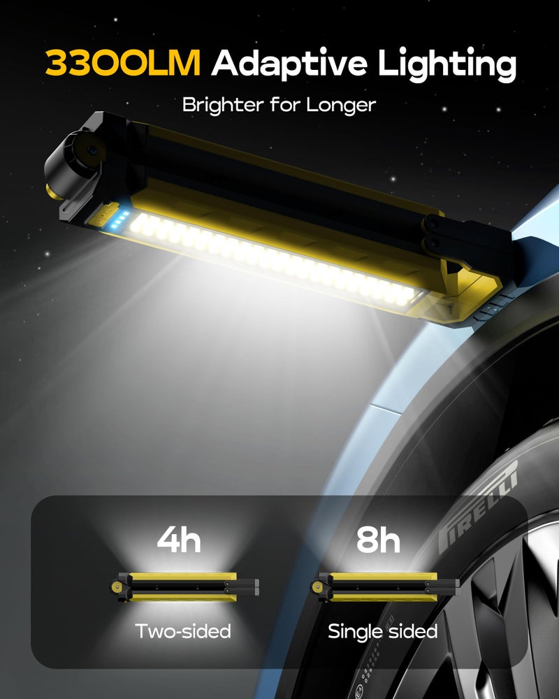 Wtoolfex Mechanics Work Light, Under Hood Working Light Bar with Magnetic, 5600AH 3600LM Portable Cordless Work Light for Mechanic, Job Site Lighting for Underhood/Mechanic/Car Repairing/Garage -Yellow - Image 2