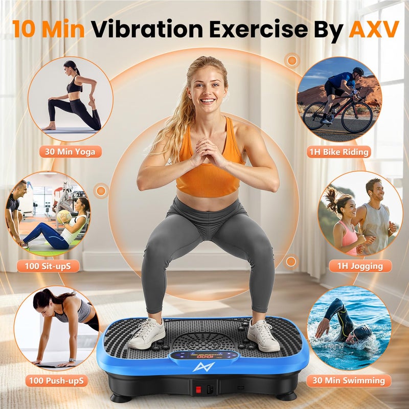AXV Vibration Plate Fitness Platform Exercise Machine Vibrating Shaking Full Body Shaker Workout Vibrate Stand Shake Board Sport Gym for Weight Loss Fat Burner for Women Men - Image 2