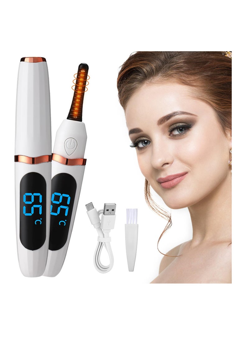 Heated Electric Eyelash Curler with 8-Second Fast Heating, LED Display, 3 Temperature Settings, and 24-Hour Long-Lasting Results for Perfect Lashes for Women and Girls. - Image 1
