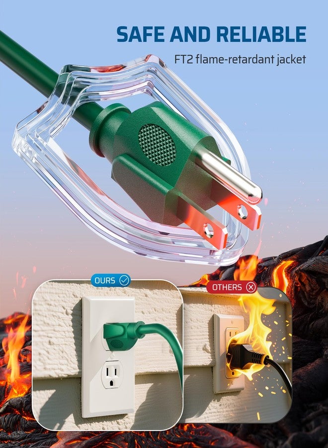 ديوينويلز موزع كابل تمديد خارجي من ديوينويلز، من 1 إلى 3، بمقابس ثلاثية الأطراف، سلك مقاوم للعوامل الجوية 16/3C SJTW بطول 25 قدمًا، أخضر اللون. - Image 5