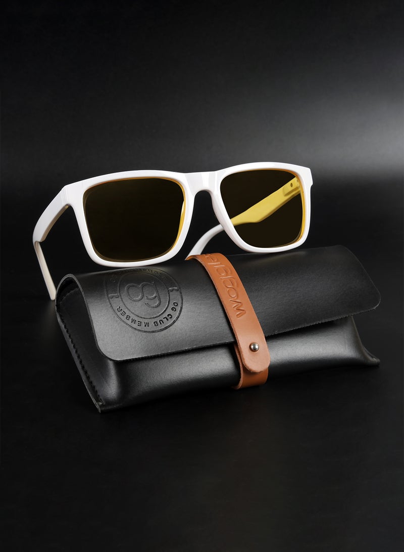 Woggles Auralite White Polarized Square Sunglasses  - Image 1