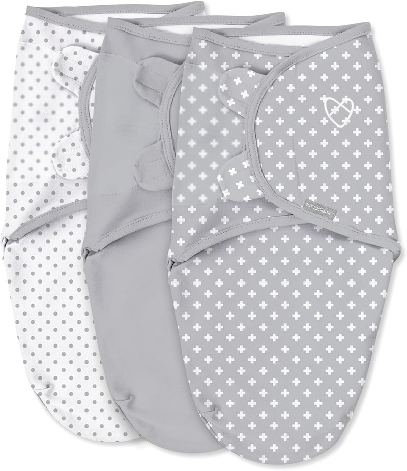 SwaddleMe بواسطة إنجينيتي سواتل الأصلي، 100% قطن، يحسن النوم ويهدئ رد فعل الفزع، 0-3 أشهر، 1.0 توغ، 3-pack، بطانية سواتل للأطفال - تقاطع متقاطع - Image 1
