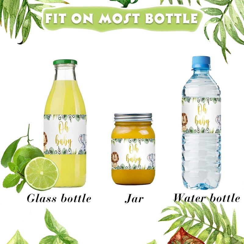 Outus 48 Pieces Water Bottle Labels Jungle Animals Themed Party Shower Water Bottle Stickers Wrappers Waterproof Labels for Baby Shower Party Decoration - Image 5
