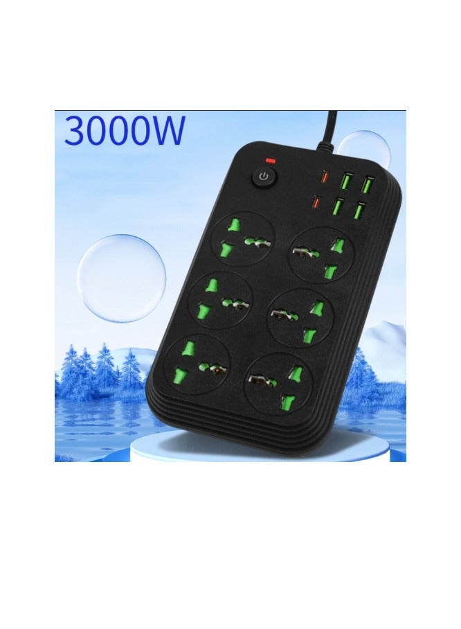 COMFET Power Socket, 4 USB Ports, 2 PD Slots, 6 Universal Sockets, 750°C Flame Retardant, Independent Switch, 3000W High Power,Power cord length 2 meters.  - Image 3
