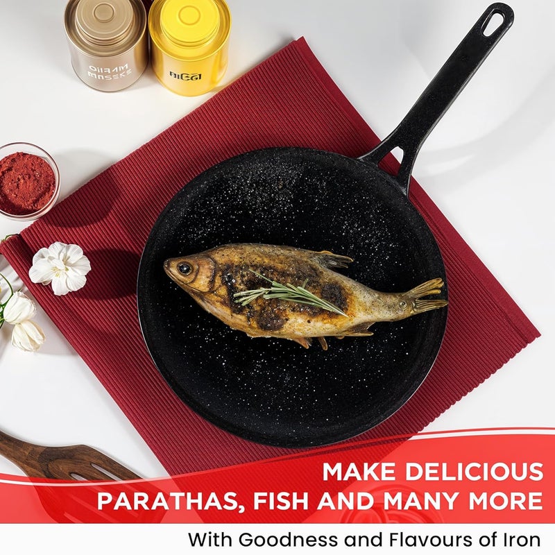 Add2Cart Pre Seasoned Cast Iron RotiChapatiPhulka Tawa with Handle 257 cm Naturally Non Stick Tawa 100 Pure Toxin Free Rust Proof Gas Base Safety Sleeve - Image 5