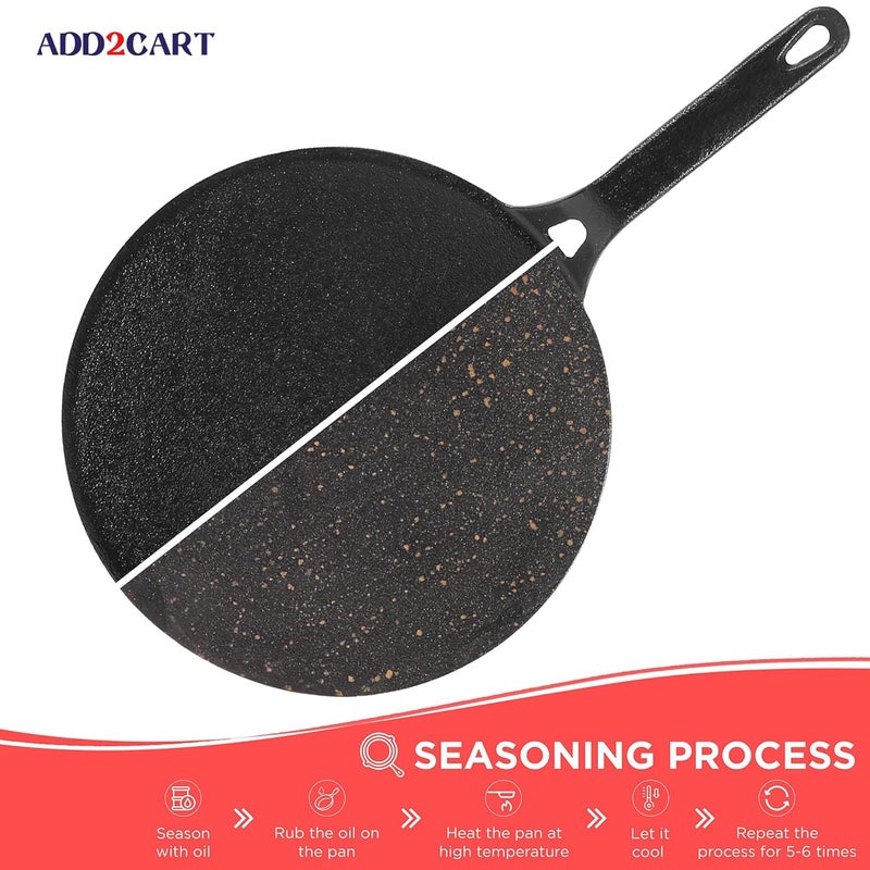 Add2Cart Pre Seasoned Cast Iron RotiChapatiPhulka Tawa with Handle 257 cm Naturally Non Stick Tawa 100 Pure Toxin Free Rust Proof Gas Base Safety Sleeve - Image 3