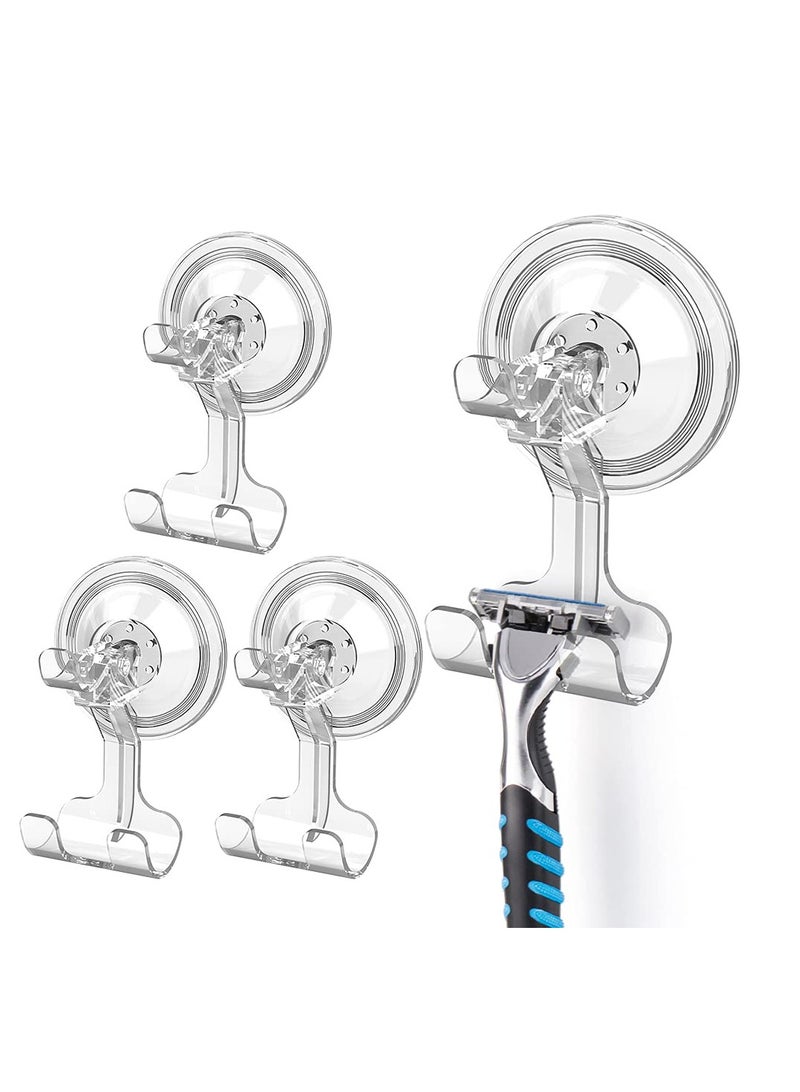 Powerful Waterproof Shower Suction Cup Hooks 4 Pack for Razor Towel Bathrobe and Kitchen Use Removable Reusable Wall Hangers - Image 1
