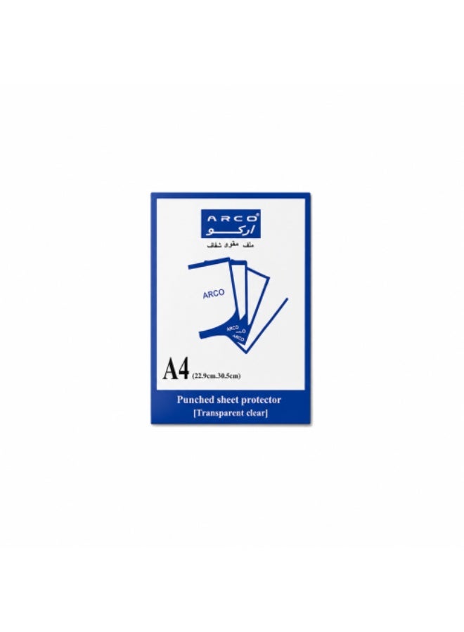 ARCO A4 Punched Sheet Protector, Transparent Clear