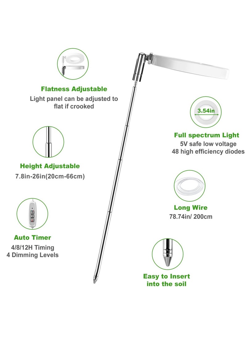 ماركة غير محددة 2 Pcs Grow Lights for Indoor Plants, Height Adjustable Plant Growing Lamp with Auto On/Off Timer, Full Spectrum LED Plant Light with 4 Dimmable Brightness for Small Plants  - Image 4