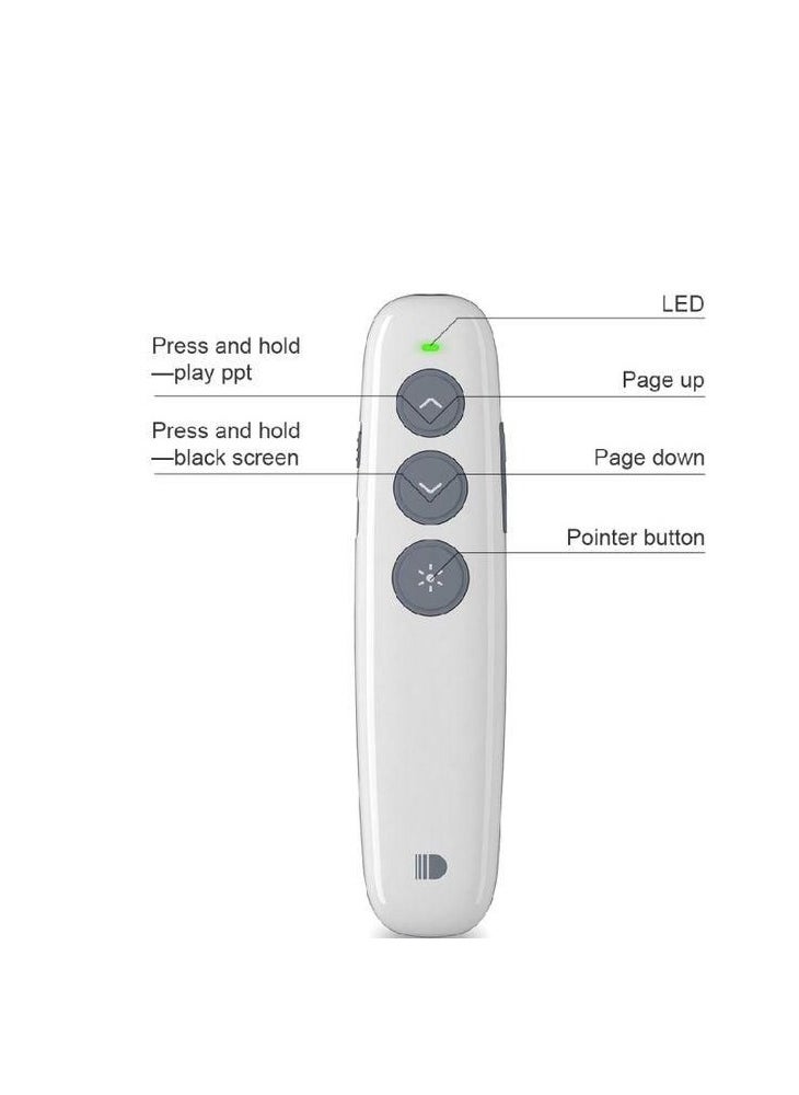 Generic - Wireless Power point Presenter Rechargeable Clicker Remote Control Pen with built in battery - White - Image 1