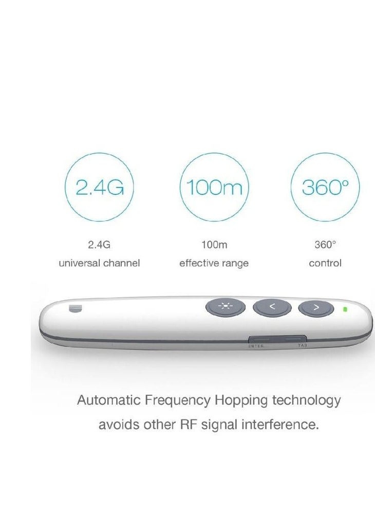 Generic - Wireless Power point Presenter Rechargeable Clicker Remote Control Pen with built in battery - White - Image 1