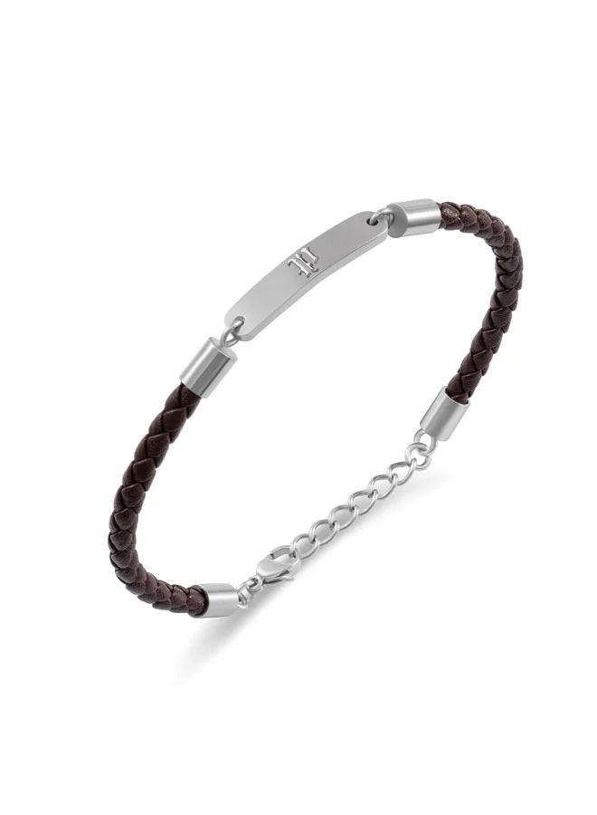 POLICE Interwove Brown Braided Leather Bracelet for Men