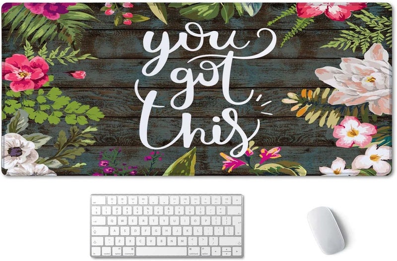 SSOIU Large Mouse Pad, Cute Motiavation Quote Desk Mat for Desktop, Women Girls Waterproof Gaming Mousepad, You Got This Inspirational Quote Computer PC Laptop Protector Writing Pads 35.5" x 15.7" - Image 1