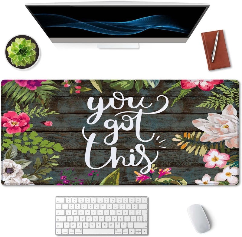 SSOIU Large Mouse Pad, Cute Motiavation Quote Desk Mat for Desktop, Women Girls Waterproof Gaming Mousepad, You Got This Inspirational Quote Computer PC Laptop Protector Writing Pads 35.5" x 15.7" - Image 3