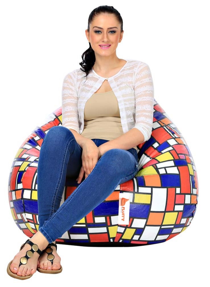 Fluffy Artificial Leather Digital Printed Bean Bag Colorful Layout Theme XXXL - Image 3