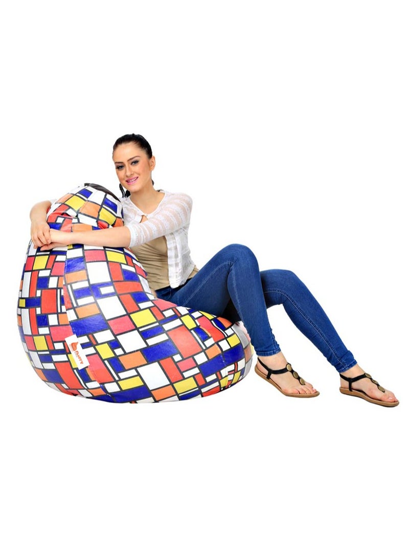 Fluffy Artificial Leather Digital Printed Bean Bag Colorful Layout Theme XXXL - Image 4