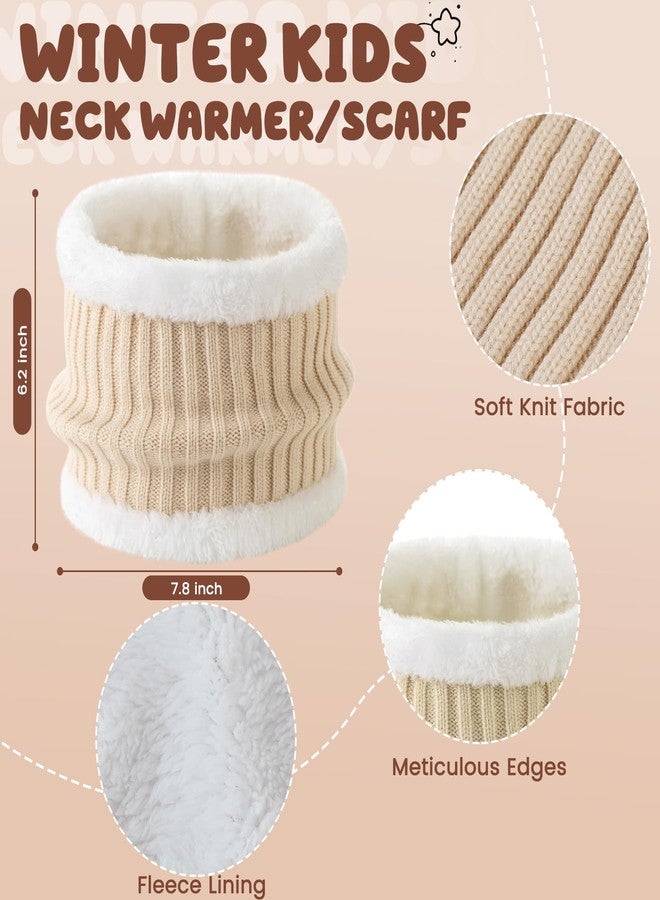 Tavaleu Kids Winter Beanie Hat Scarf Gloves Set Knit Warm Toddler Winter Cap Gloves Neck Warmer for Boys Girls, Beige - Double Pompom, Beige - Double Pompom - Image 3