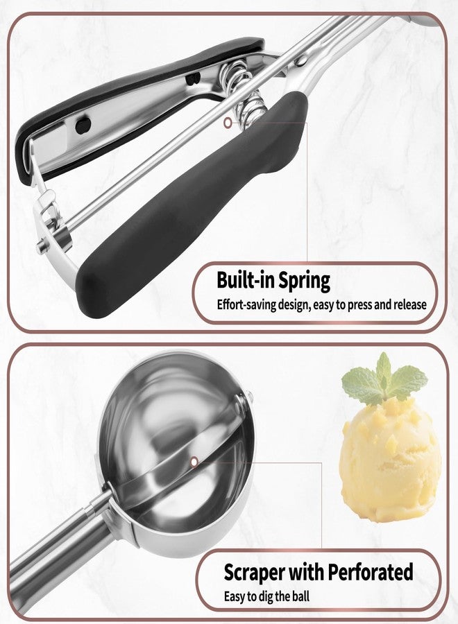 JETONN Small Cookie Scoop 1 Tablespoon, Size #60 Cookie Dough Scoop, Stainless Steel Ice Cream Scooper with Trigger Release, for Baking Small Cookies, Meatballs, Melon Balls - Image 3
