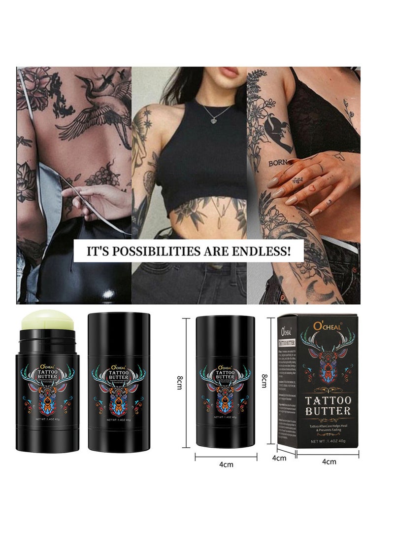 OCHEAL 2PCS Tattoo Aftercare Butter Tattoo Balm Cream-Old & New Tattoo Moisturizer Healing Brightener for Color Enhance, Tattoo Aftercare Moisturizer - Image 5