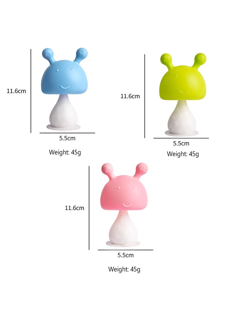 3Pcs Super Soft Silicone Teether with Suction Base - Visually Stimulating and Easy to Grasp Toy for Baby Teething Relief - 3+ Months - Image 2