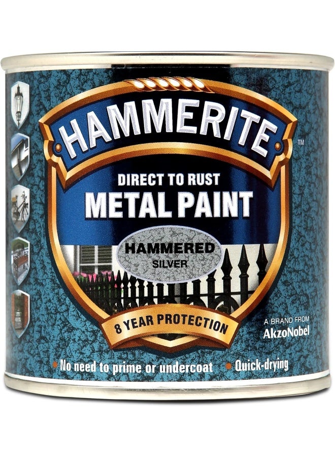 Hammerite دهان معدني مباشر للصدأ - تشطيب فضي مطروق 250 مل - Image 5